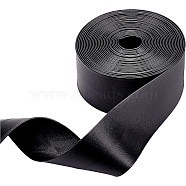 Soft Imitation Leather Ribbon, Flat, Garment Accessories, Black, 1-5/8 inch(40mm), 5m/bundle(OCOR-WH0065-19A-01)