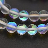 Round Synthetic Moonstone Beads Strands, Holographic Beads, Dyed, Clear, 12mm, Hole: 1mm, about 30~32pcs/strand, 14~15 inch(G-M210-12mm-11)