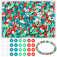 1880Pcs 4 Colors Handmade Polymer Clay Beads, Disc/Flat Round, Heishi Beads, Mixed Color, 6x1mm, Hole: 2mm, 470pc/color(CLAY-YW0002-01A)