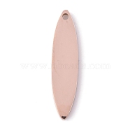Vacuum Plating 304 Stainless Steel Pendants, Stamping Blank Tag, Laser Cut, Horse Eye, Rose Gold, 29.5x7x1.5mm, Hole: 1.4mm(STAS-P245-43RG)