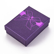 Cardboard Necklaces or Bracelets Boxes, with Sponge Inside, Rectangle, Bowknot Pattern, Dark Violet, 9.1x6.9x3.15cm(CBOX-T003-02E)