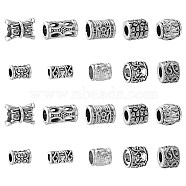 100Pcs 10 Style Alloy European Beads, Large Hole Beads, Column/Barrel, Antique Silver, 9~15.5x6~10x6~9.5mm, Hole: 3.5~7.5mm, 10pcs/style(FIND-CJ0001-14)