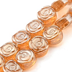 Pearl Luster Plated Electroplate Transparent Glass Beads Strands, Rose, Sandy Brown, 6x7x3.5mm, Hole: 1mm, about 110pcs/strand, 25.20 inch(64cm)(EGLA-G037-01A-PL03)