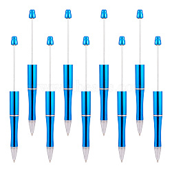 Plastic Ball-Point Pen, Beadable Pen, for DIY Personalized Pen with Jewelry Bead, Blue, 146x12mm(FIND-TAC0010-85E)