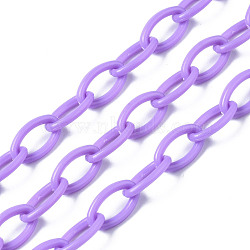 Handmade Opaque Acrylic Cable Chains, Oval, Lilac, 13x8x2mm(KY-N014-001F)