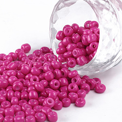 Baking Paint Glass Seed Beads, Fuchsia, 6/0, 4~5x3~4mm, Hole: 1~2mm, about 4500pcs/bag(SEED-S003-K24)