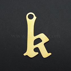 201 Stainless Steel Charms, Laser Cut, Letter, Golden, Letter.K, K:10.5x6x1mm, Hole: 1.2mm(STAS-S105-JA570-K)