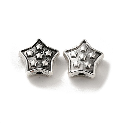 Tibetan Style Alloy Beads, Cadmium Free & Lead Free, Star, Antique Silver, 11.5x12x5mm, Hole: 1.6mm, about 507pcs/1000g(PALLOY-P302-13A-AS)