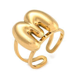 304 Stainless Steel Finger Ring, Real 18K Gold Plated Cuff Ring, Letter M, Inner Diameter: 18mm, Letter: 14~15x6.5~19mm(RJEW-L125-02G-13)