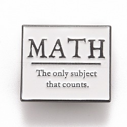 Word Math The Only Subject That Counts Brooch, for Teachers Students, Rectangle Alloy Badge for Backpack Clothes, Gunmetal, WhiteSmoke, 23x26.5x1.5mm, Pin: 1.2mm(JEWB-M023-11)