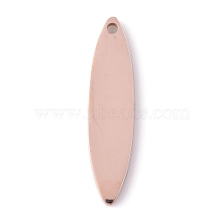 Vacuum Plating 304 Stainless Steel Pendants, Stamping Blank Tag, Laser Cut, Horse Eye, Rose Gold, 29.5x7x1.5mm, Hole: 1.4mm(STAS-P245-43RG)