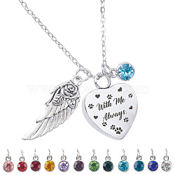 Heart 316 Stainless Steel Pendant Necklaces, Urn Ashes Necklace Set, Includ Velvet Jewelry Drawstring Gift Bags,  Silver Polishing Cloth, Spoon, Paw Print(DIY-WH20065-004)
