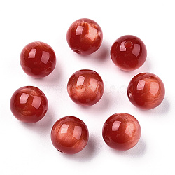 Resin Beads, Imitation Gemstone, Round, FireBrick, 15mm, Hole: 2~3mm(RESI-S377-15B-05)