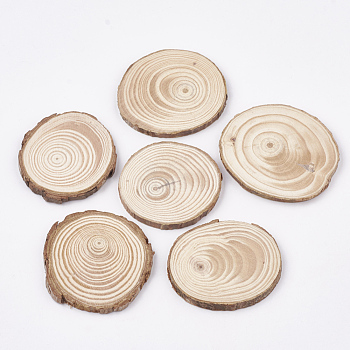 Undyed Unfinished Wooden Cabochons, Wood Slice, Tree Ring, PapayaWhip, 52~64x5mm