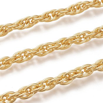 Brass Rope Chains, with Spool, Long-Lasting Plated, Unwelded, Real 18K Gold Plated, 10x7x2mm, about 16.4 Feet(5m)/roll