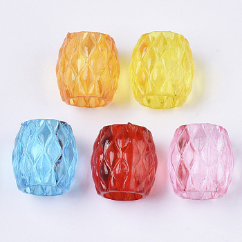 Transparent Acrylic Beads, Dyed, Barrel, Mixed Color, 16x15.5x14.5mm, Hole: 8.5mm, about 330pcs/500g