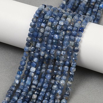 Natural Kyanite Beads Strands, Grade A, Faceted, Cube, 4x4~4.5x4.5mm, Hole: 0.7mm, about 97pcs/strand, 15.39''(39.1cm)