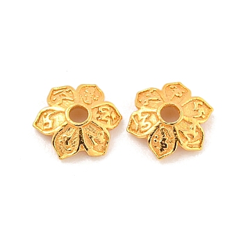 925 Sterling Silver Bead Caps, 6-Petal, Flower, Real 18K Gold Plated, 6x5x1.5mm, Hole: 1mm