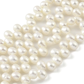 Natural Cultured Freshwater Pearl Beads Strands, Top Drilled, Rice, Grade 6A, White, 4~5mm, Hole: 0.5mm, about 43pcs/strand, 7.09 inch(18cm)