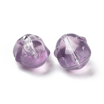 Transparent Czech Glass Beads, Rabbit, Medium Orchid, 17.5x15x11.5mm, Hole: 1.4mm