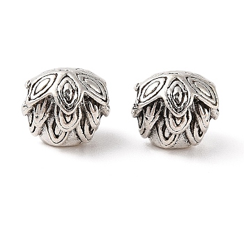 Tibetan Style Alloy European Beads, Cadmium Free & Lead Free, Large Hole Beads, Flower, Antique Silver, 11.5x13.5x13mm, Hole: 4.2mm, about 196pcs/1000g