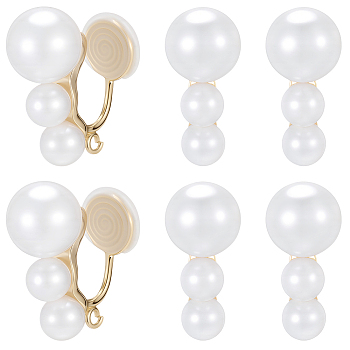10Pcs Brass Ear Cuff Findings, with ABS Imitation Pearls and Loops, Long-Lasting Plated, Nickel Free, Real 18K Gold Plated, 22.5x10x19mm, Hole: 1.5mm