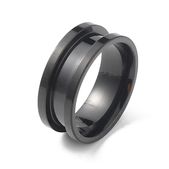 Titanium Steel Grooved Finger Ring, Electrophoresis Black, Inner Diameter: 18mm