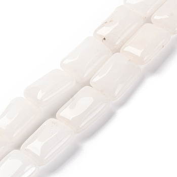 Natural White Jade Beads Strands, Rectangle, 18x13.5x5.5mm, Hole: 1.2mm, about 22pcs/strand, 15.75 inch(40cm)