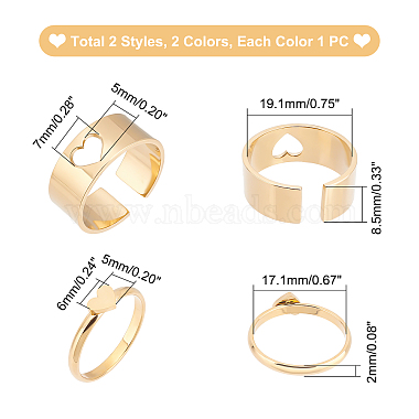 Unicraftale 4Pcs 4 Style Heart Matching Couple Rings(RJEW-UN0001-17)-4