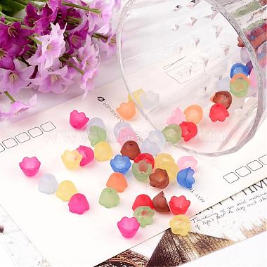 Mixed Frosted Acrylic Tulip Flower Bead Caps(X-PL543)-2