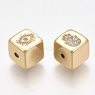 Real Gold Plated Clear Cube Brass+Cubic Zirconia Beads