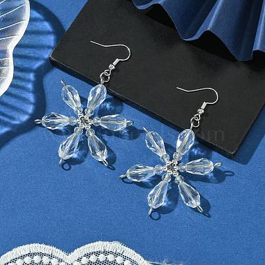 Pendientes colgantes de cristal con copos de nieve navideños.(EJEW-TA00507)-4