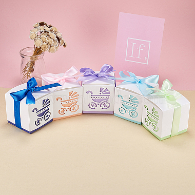 Hollow Stroller BB Car Carriage Candy Box wedding party gifts with Ribbons(CON-BC0004-97B)-7