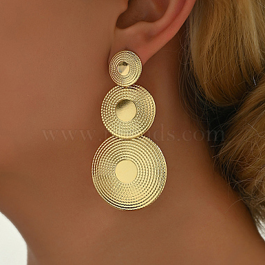 Zinc Alloy Triple Textured Disc Dangle Stud Earring for Women(YO6047)-4