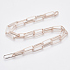 Brass Flat Oval Paperclip Chain Necklace Making(MAK-S072-07B-RG)-2