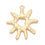 Rack Plating Alloy Big Pendants, Sun, Cadmium Free & Lead Free, Matte Gold Color, 55.5x47x5mm, Hole: 3.5mm(X-PALLOY-N179-44MG)