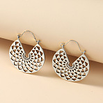 Alloy Hoop Earrings, Antique Silver, Flower, 40mm(FS-WG0F541-07)