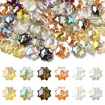 60Pcs 6 Colors Electroplate Transparent Glass Beads, Star, Faceted, Mixed Color, 10x10x5mm, Hole: 1mm, 10pcs/color(EGLA-YW0005-78)