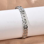 304 Stainless Steel Cuff Bangles, Curb Chain Bangles for Women, Stainless Steel Color, Inner Diameter: 2.38x2.09 inch(6.05x5.3cm)(BJEW-A160-03P)