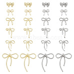 24Pcs 12 Styles Alloy Pendants, Bowknot Charms, Golden & Stainless Steel Color, 11~44.5x15.5~20.5x4~4.5mm, Hole: 1~1.8mm, 2pcs/style(FIND-HY0004-12)