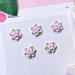 Luminous Resin Flower Cabochons, Dark in the Glower, Violet, 11x10x4.5mm(CRES-TAC0007-09E)