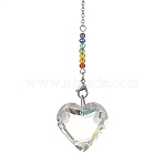 7 Chakra Crystal Suncatcher, Faceted Glass Prism Rainbow Maker for Window, Heart, 183mm(HJEW-JM05025-03)
