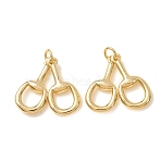 Brass Pendants, Cherry Charms, Rack Plating, Long-Lasting Plated, Lead Free & Cadmium Free, Real 18K Gold Plated, 20.5x10.5x3mm, Hole: 3mm(KK-CBA2F11-36G)