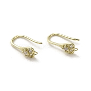 Brass Micro Pave Cubic Zirconia Earring Hooks, Long-Lasting Plated, Heart, 15x5mm, Hole: 1mm, Pin: 0.9mm(KK-C048-13A-G)