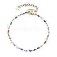 304 Stainless Steel Enamel Link Chains Bracelets for Women, Colorful, 7-1/8 inch(18cm)(BJEW-JB10326)