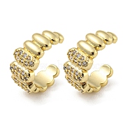 Brass Micro Pave Cubic Zirconia Oval Cuff Earrings, Long-Lasting Plated, Cadmium Free & Lead Free, Real 18K Gold Plated, 15.5x6.5mm(EJEW-E299-02G)