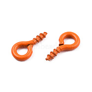 Spray Painted Iron Screw Eye Pin Peg Bails, For Half Drilled Beads, Cadmium Free & Nickel Free & Lead Free, Dark Orange, 8x4x1mm, Hole: 2mm, Pin: 1.4mm(IFIN-N010-002A-12)