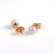 304 Stainless Steel Acrylic Bead Ball Ear Stud, Golden, 6mm, Pin: 0.8mm(EJEW-P076-06-A)