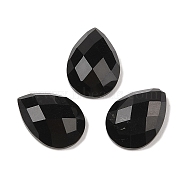 Natural Obsidian Cabochons, Teardrop, Faceted, 18x13x5mm(G-C146-04J)