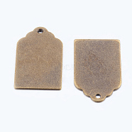 Metal Tags, Brass Stamping Blank Tag Pendants, Antique Bronze, 21x12x0.5mm, Hole: 1mm(X-KK-N0001-03AB)